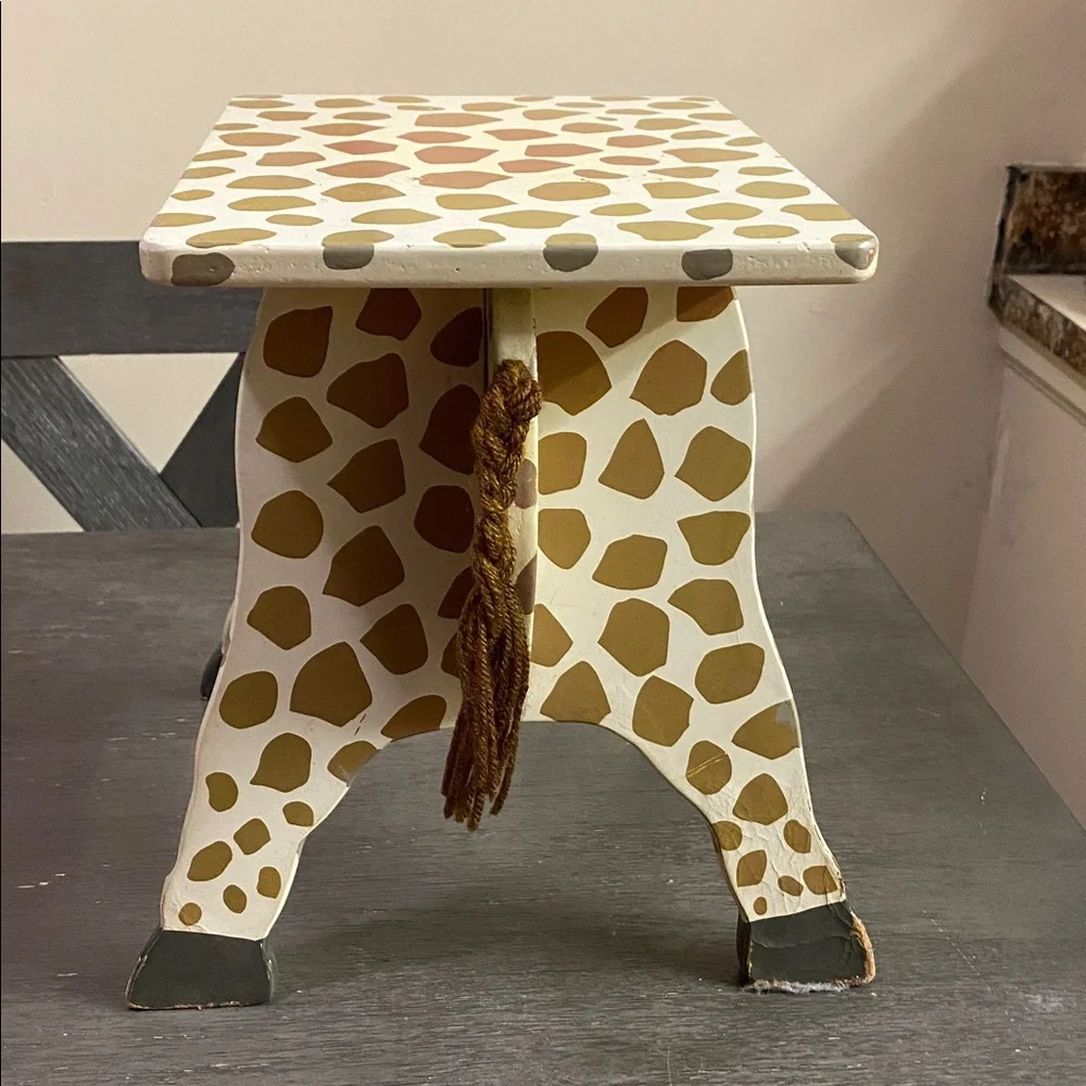 Giraffe Shaped Wooden Stool - Picture 3 of 9